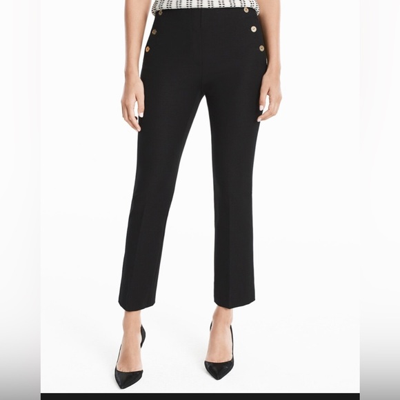 White House Black Market Pants - White House Black Market The Flare Black Pant with Gold Button size OS
